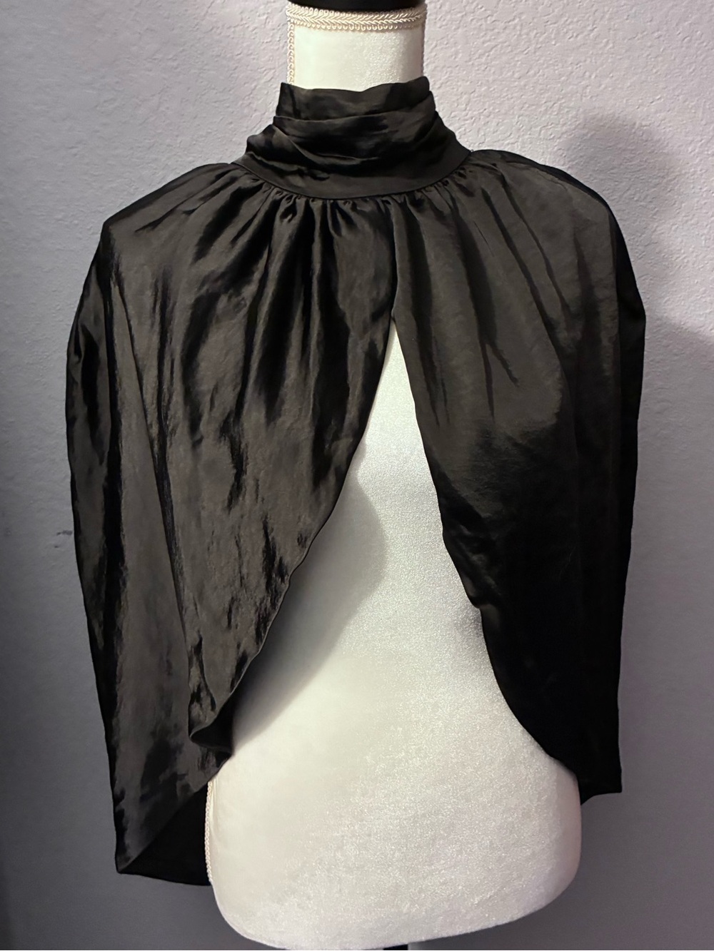 AKIRA Black Satin Cape